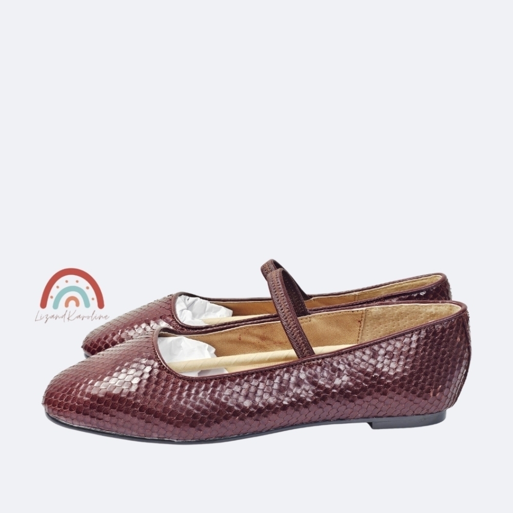 New! Madewell The Greta Ballet Flat in Leather Stained Rosewood Snakeskin 6.5 - Picture 4 of 16